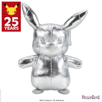 Pokemon 25th Celebration 8in Silver Pikachu Plush