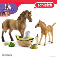Schleich Horse Club 42432 Sarah's Baby Animal Care with Quarter Horse Mare and Foal