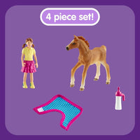 Schleich Horse Club 42361 English Thoroughbred Foal with Removable Blanket and Young Girl