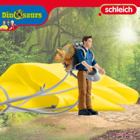 Schleich Dinosaurs 41471 Parachute Rescue with Ranger Maxx Colby and Mini Triceratops
