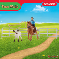 Schleich Farm World 42577 Cowgirl Team Roping Fun