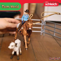 Schleich Farm World 42577 Cowgirl Team Roping Fun