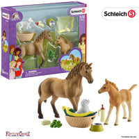 Schleich Horse Club 42432 Sarah's Baby Animal Care with Quarter Horse Mare and Foal